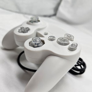 Maßgeschneiderter GameCube Controller, NGC Crystal Grey auf weißem Gamepad Für Game Cube, Wii, Wii U & Switch