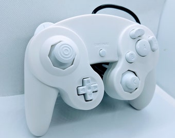 Custom Made GameCube Controller, NGC White on White Gamepad For Game Cube, Wii, Wii U & Switch