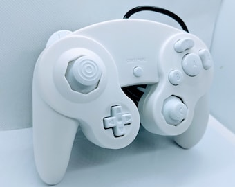 Custom Made GameCube Controller, NGC White on White Gamepad For Game Cube, Wii, Wii U & Switch