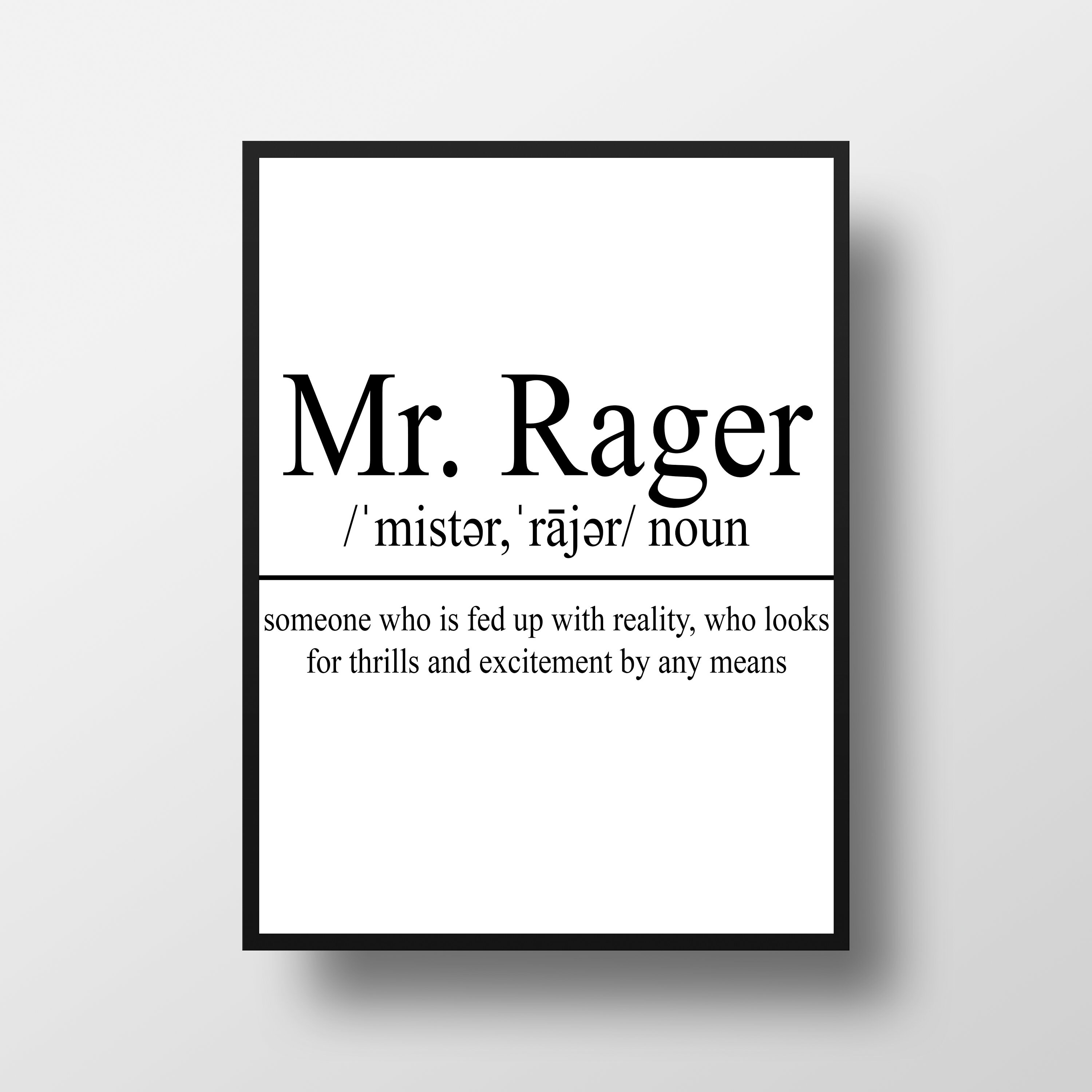 Mr.rager Definition Custom Print Unframed 11 by Etsy Canada