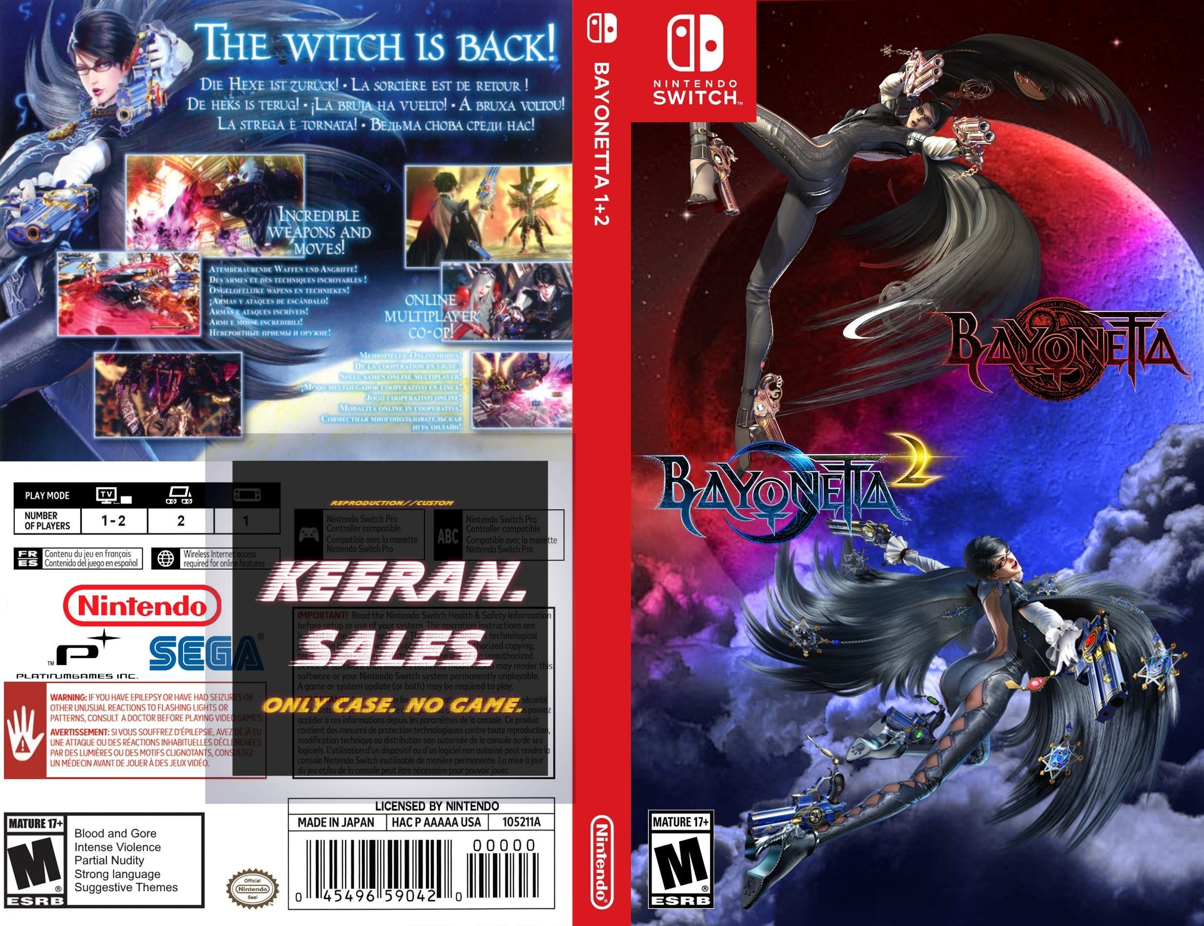 Bayonetta 2 Switch has a reversible cover for Bayonetta 1