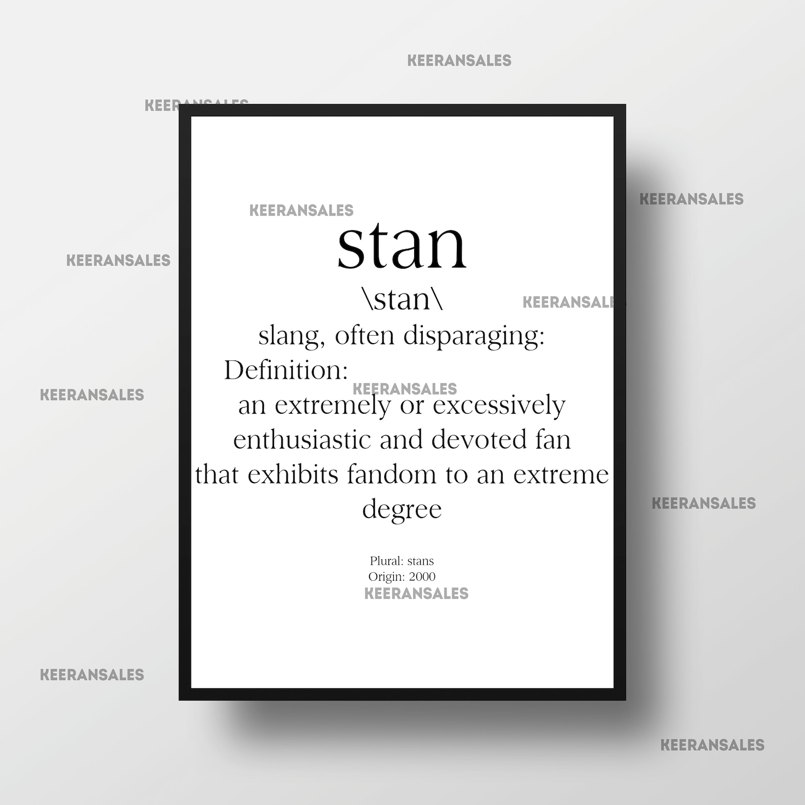 Stan Definition Custom Print Unframed 11 by 8.5 Etsy