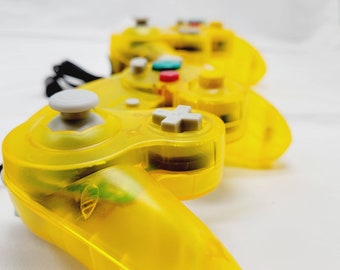 Custom GameCube Controller , Citrine Yellow NGC Transparent Yellow Gamepad For Gamecube, Wii, Wii U & Switch