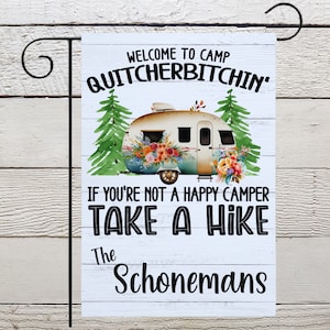 Personalized Camping or RV Yard Flag, Personalized/Customized Gift For Campers, Funny Camping Decor, 12&quot; X 18&quot; Personalized Yard Art