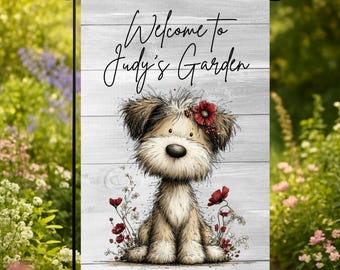 Personalized Garden Flag 12x18, Dog Lover Gift, Custom Welcome Garden Flag, Spring Floral Yard Decor, Mother’s Day Gift