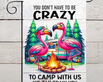Funny Saying Camping Flag, Gift For People Who Love To Camp, RV Camper Campsite Flag, Flamingo Lover