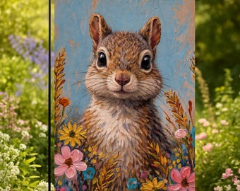 Cute Squirrel Garden Flag 12x18 | Spring/Summer Yard Flag | Floral Outdoor Flag | Rustic Country Garden Decor | Double Sided Garden Flag