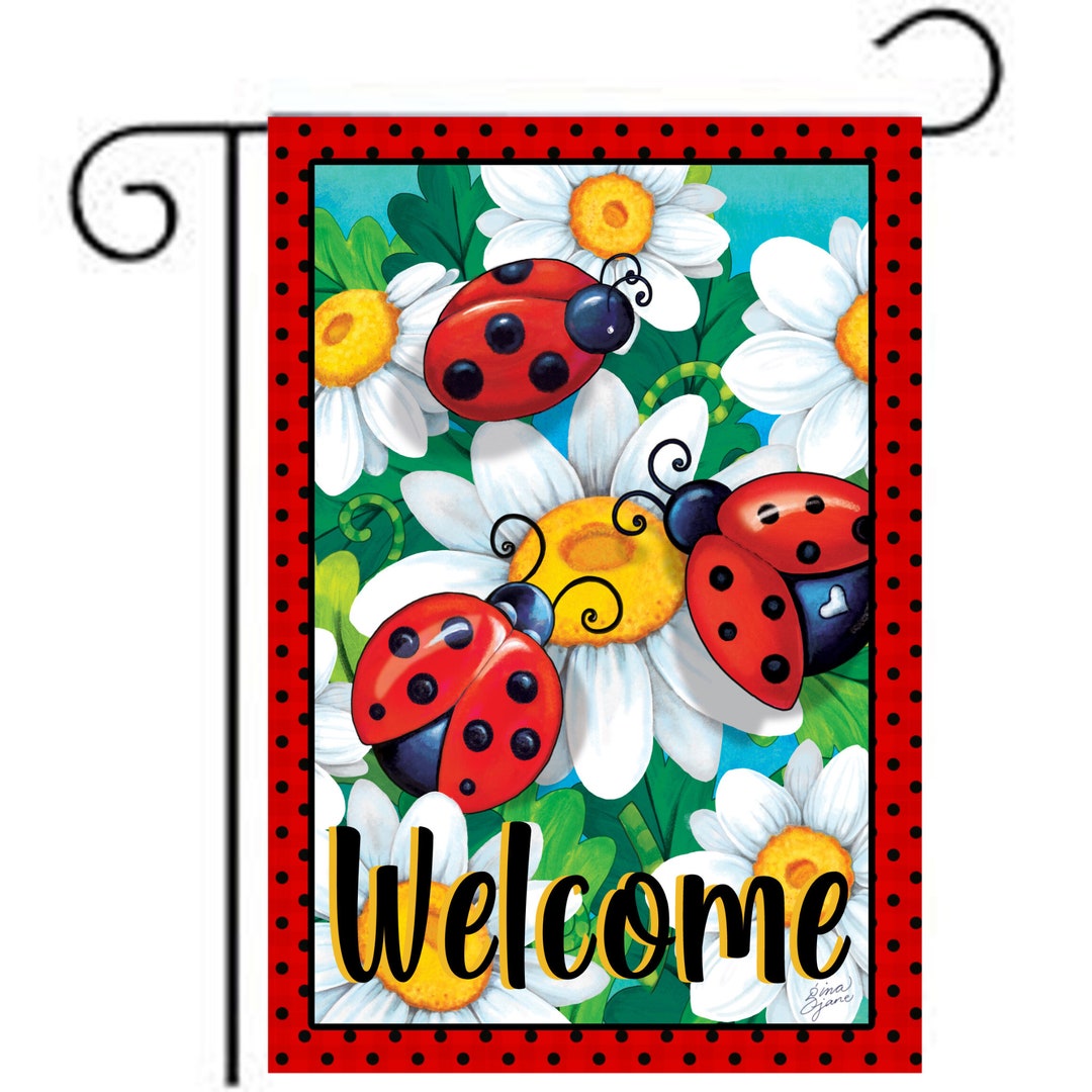 Ladybug Garden Flag Daisy Garden Flag Yard Art Etsy