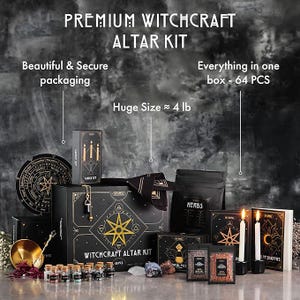 Witch Altar Spell Kit - Wiccan Supplies and Tools - Witch Set for Beginners Witchcraft Supplies - 65 Pc's