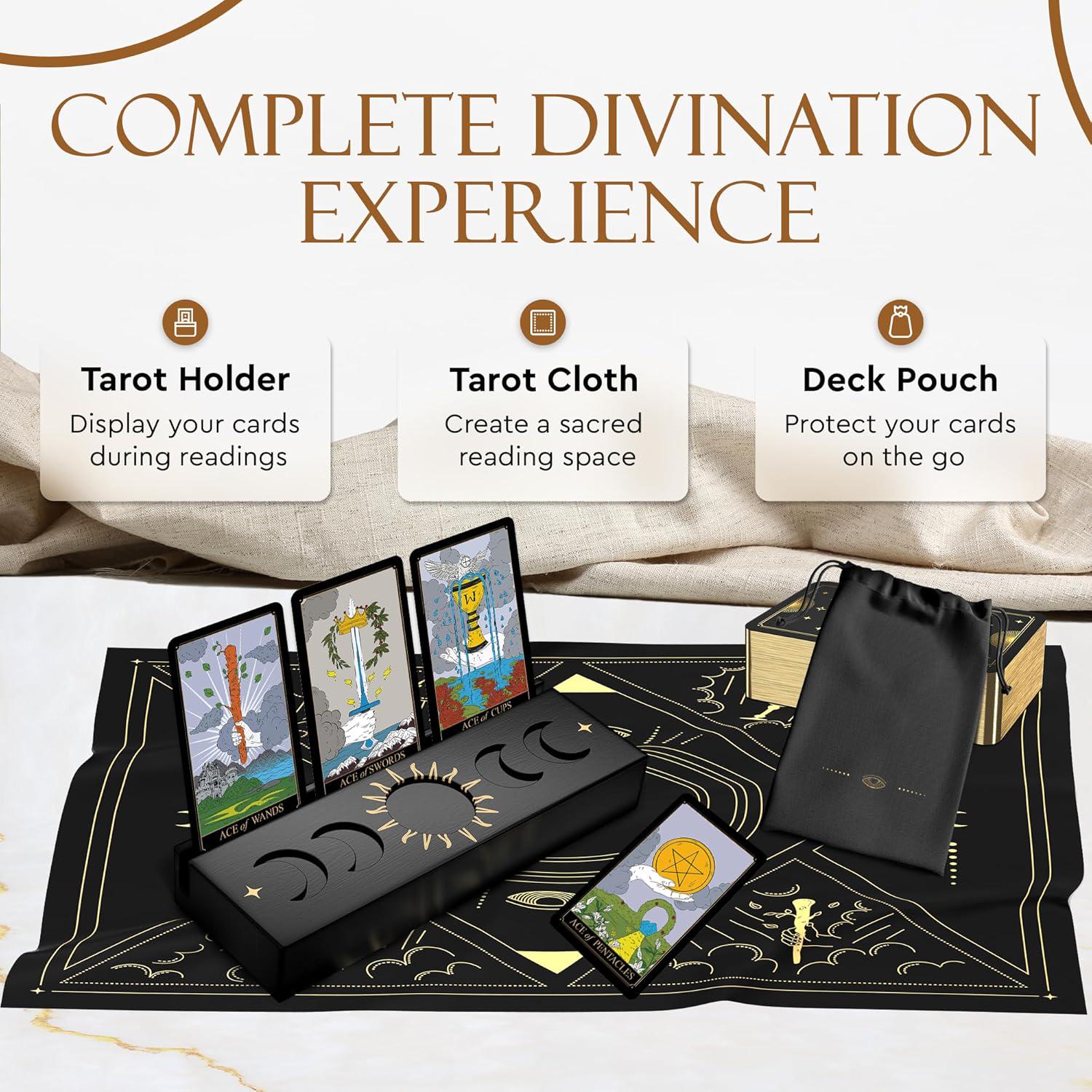 thumbnail image 2 of Wyspell Tarot Kit Includes Gold Tarot Cards With Guide Book, A Tarot Cloth, A Tarot Bag, A Tarot 2 of 11