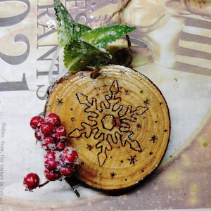 Festive Holiday Wood burn Ornaments
