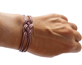 Gaelic Leather Bracelet, Mauve Celtic Knot & Aventurine Dangle, Long Distance Best Friend Gift, Womans Elegant Leather Bracelet, Anniversary