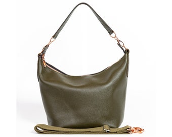 Soft Green Leather Handbag | Hobo bag | Purse | Crossbody Hobo bag | Leather satchel | Large leather Tote | Slouchy Hobo bag | gifts for her