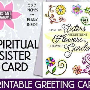 JW Printable Greeting Card for a Spiritual Sister 5x7 Jehovah's Witness Gifts Digital Download image 1