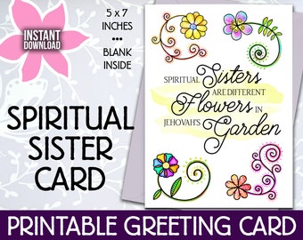 JW Printable Greeting Card for a Spiritual Sister | 5"x7" | Jehovah's Witness Gifts | Digital Download