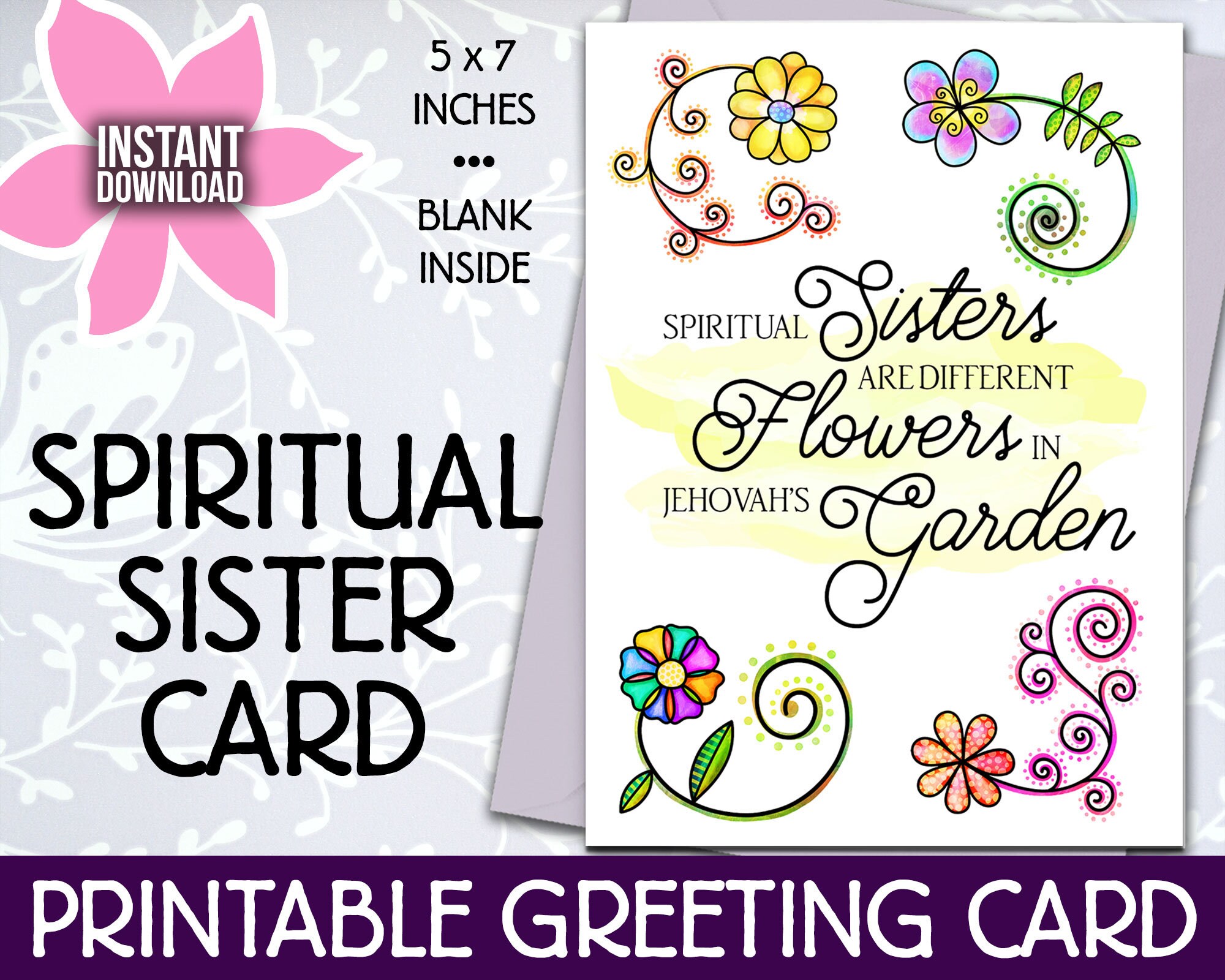JW Printable Greeting Card for a Spiritual Sister - Etsy Norway