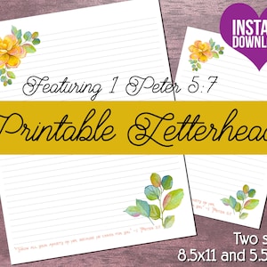 JW Suculentas con membrete / Papelería para escribir cartas / Descarga instantánea de artículos digitales / Suculentas de acuarela con 1 Pedro 5:7