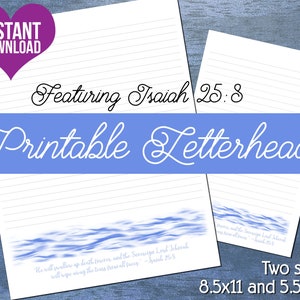JW Letterhead Water Waves | Letter Writing Stationery | Instant Download Digital Item | Ocean Scene With Isaiah 25:8