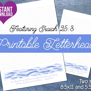 JW Letterhead Water Waves | Letter Writing Stationery | Instant Download Digital Item | Ocean Scene With Isaiah 25:8