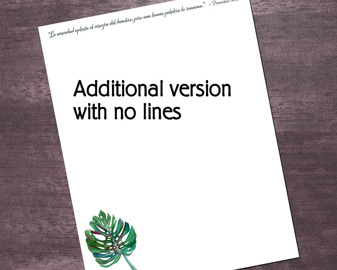 Español JW Letterhead Spanish Writing Stationery Monstera Leaf With