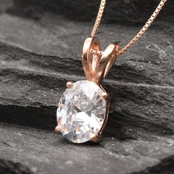 Rose Gold Pendant, Diamond Pendant, Created Diamond, CZ Pendant, Bridal Pendant, Bridal Diamond, CZ Necklace, Rose Gold Diamond, Minimalist