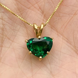 Smaragd Herz Anhänger, erstellt Smaragd Anhänger, Grün Diamant Halskette, Gold Herz Halskette, Liebe Halskette, Geburtstagsgeschenk, Gold von Adina
