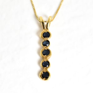 Gold Sapphire Pendant, Gold Bubble Pendant, Natural Sapphire, September Birthstone, Blue Pendant, Dainty Pendant, Vertical Pendant, Vermeil