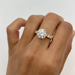 Gold CZ Ring, 4 carat Diamond, Created Diamond, Bridal Diamond Ring, Promise Ring, CZ Diamonds, Sparkly Ring, Solid Silver Ring, Diamonds