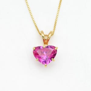 Alexandrite Pendant, Created Alexandrite, Gold Heart Pendant, Pink Heart Pendant, Pink Love Necklace, Gold Heart Necklace, 18K Gold Vermeil