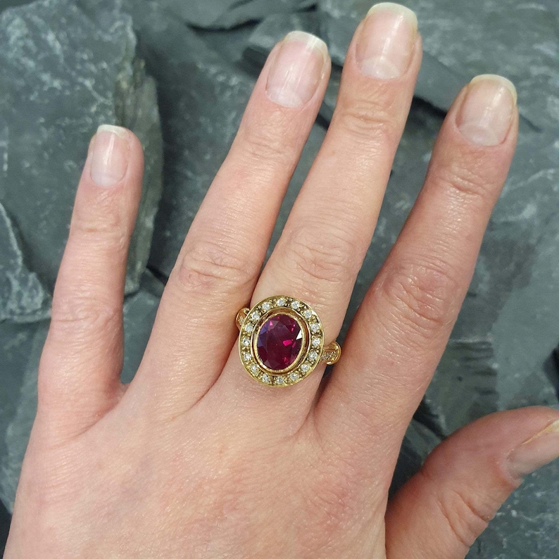 Gold Rubin Ring, Rubin Ring, Erstellt Rubin, Gold viktorianischen Ring, Roter Diamant Ring, Roter Rubin Ring, Antiker Ring, 14K Goldring, 925 Silber Ring Bild 9