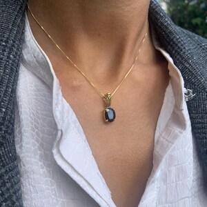 Pingente de ônix dourado, ônix antigo, colar oval preto, pingente delicado preto, pingente delicado preto, colar da força, pingente em banho de ouro imagem 2