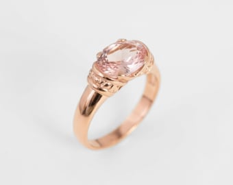 Rose Gold Morganite Ring, Pink Morganite Ring, Rose Gold Vintage Ring, Tribal Ring, Pink Diamond Ring, Pink Statement Ring, 925 Solid Silver