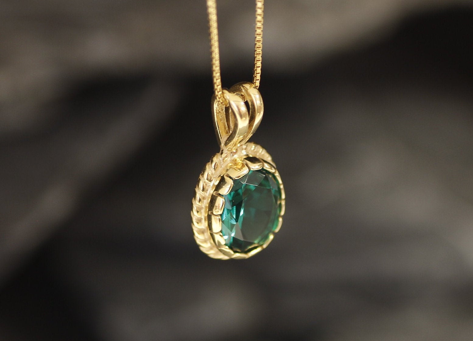 Gold Emerald Pendant Created Emerald Antique Pendant Gold Etsy