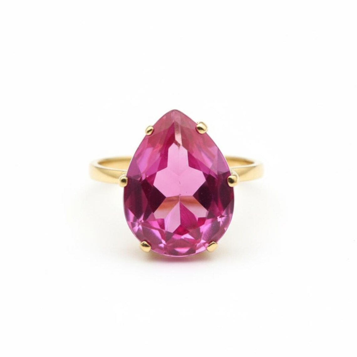 Gold Alexandrite Ring, Created Alexandrite, June Birthstone, Pink ...