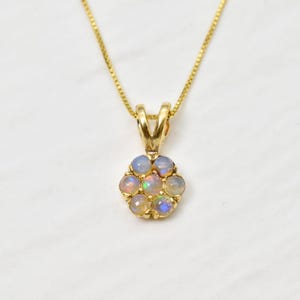 Gold Opal Pendant, Ethiopian Opal, Gold Flower Pendant, October Birthstone, Natural Opal Pendant, Rainbow Opal Pendant, White Opal Pendant