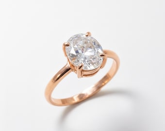 Rose Gold Ring, Created CZ Diamond, Proposal Ring, 3 Carat Ring, Engagement Ring, Promise Ring, Diamond Ring, Gold Plated Ring, Vermeil Ring