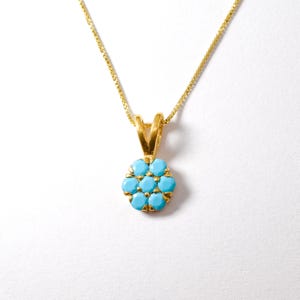 Turquoise Flower Pendant, Natural Turquoise Pendant, Gold Turquoise Necklace, Blue Flower Necklace, December Birthstone, Gold By Adina