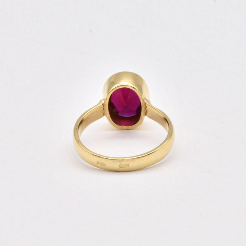 Gold Ruby Ring, Oval Ruby Ring, Ruby Gold Band, July Birthstone, Solitaire Ruby Ring, Red Ring, Gift For Her, Bezel Ring, 18k Gold Vermeil image 8