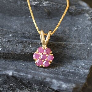 Gold Ruby Pendant, Natural Ruby, Red Flower Pendant, Daisy Pendant ...