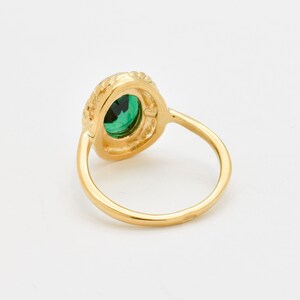 Gold Emerald Ring, Created Emerald, Antique Ring, Gold Plated Ring, Green Vintage Ring, Oval Ring, Gold Vermeil Ring, Green Emerald Ring image 10