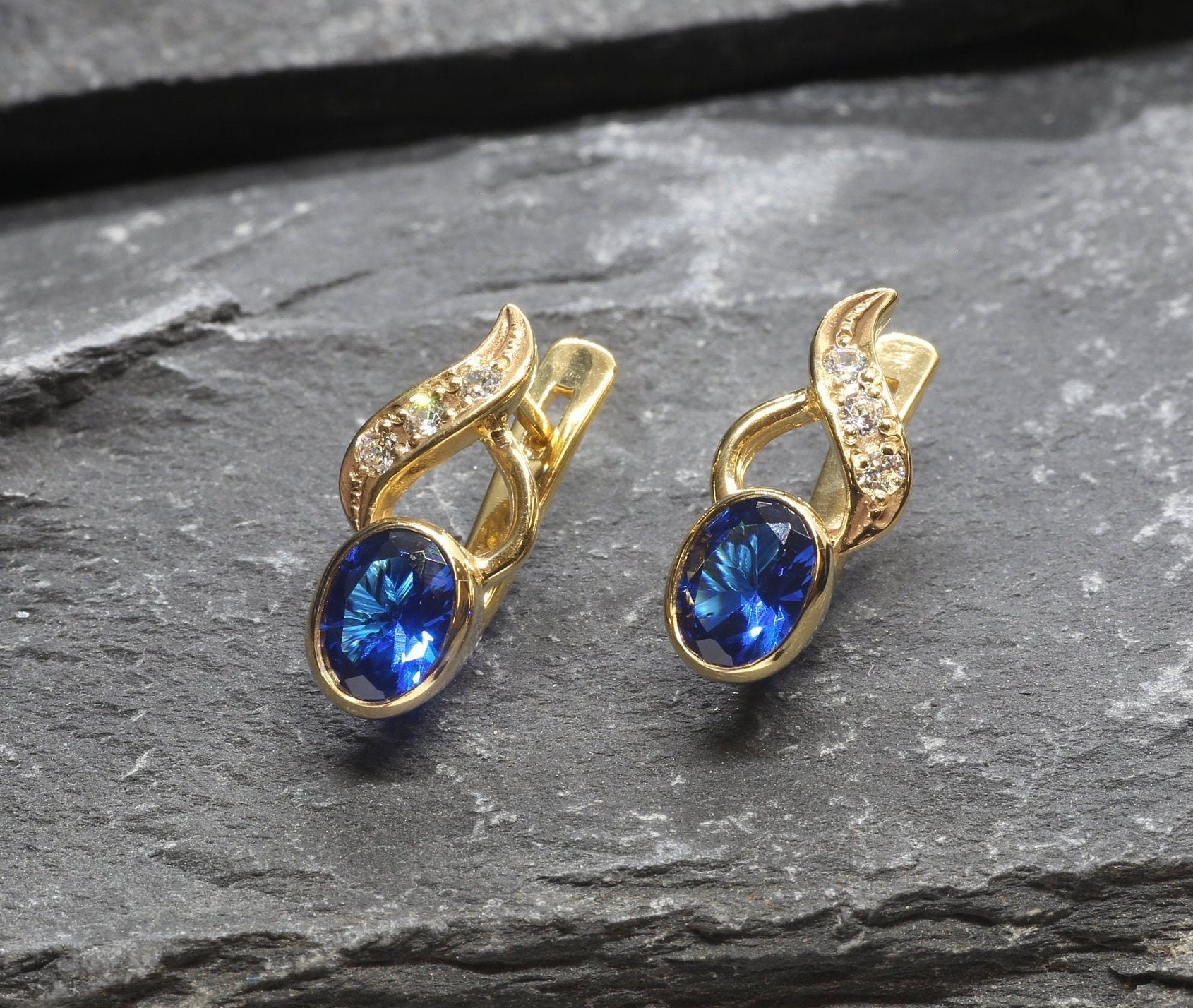 Sapphire Gold Earrings