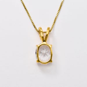 Gold Diamond Pendant, Created CZ Diamond, Sparkly Necklace, Clear Oval Pendant, Dainty necklace, Gold Plated Pendant, Gold Vermeil Necklace image 8
