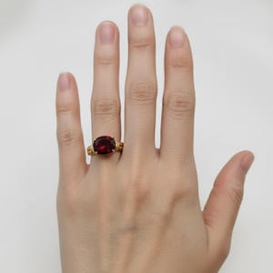 Gold Ruby Ring, Created Ruby, Red Boho Ring, Horizontal Ring, Gold Tribal Ring, Vintage Ring, Solitaire Ring, Gold Plated Ring, Gold Vermeil
