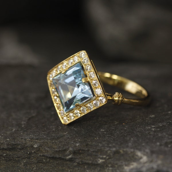 Blue Diamond Ring - Etsy UK