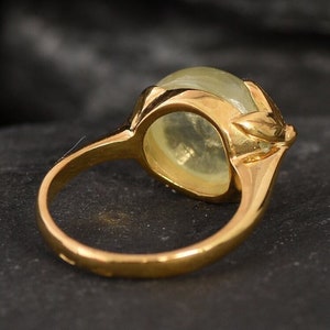 Anillo de hoja de oro, prehnita natural, anillo de piedra natal de mayo, anillo de flor de oro, anillo antiguo de oro, anillo vintage, anillo de plata maciza, chapado en oro de 18 quilates imagen 11