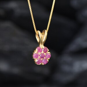 Gold Ruby Pendant, Natural Ruby, Red Flower Pendant, Daisy Pendant ...