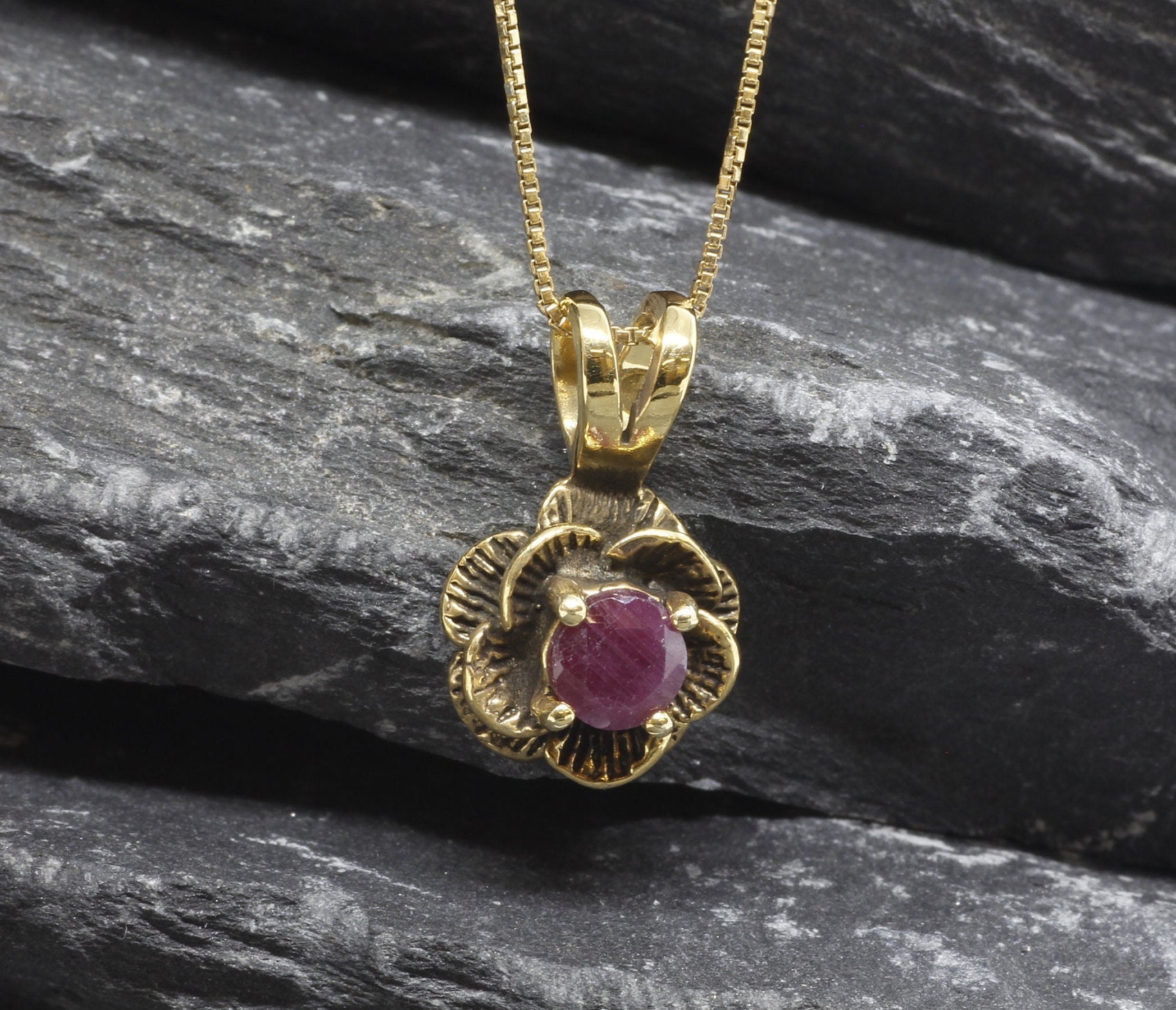 24k Gold Ruby Necklace Etsy Australia