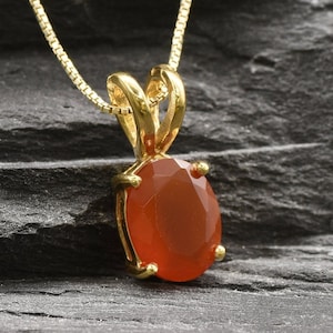 Gold Carnelian Pendant, Natural Carnelian Pendant, Minimalist Pendant in Gold Vermeil, Bright Red Carnelian Necklace in 18K Gold Vermeil