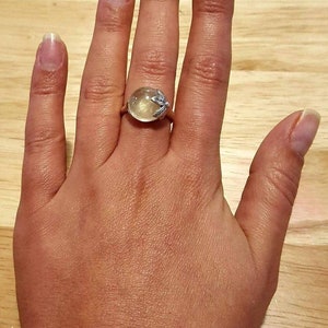 Anillo de hoja de oro, prehnita natural, anillo de piedra natal de mayo, anillo de flor de oro, anillo antiguo de oro, anillo vintage, anillo de plata maciza, chapado en oro de 18 quilates imagen 6