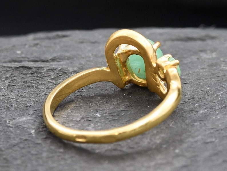Anillo de oro y esmeralda, anillo de esmeralda vintage, esmeralda natural, anillo de esmeralda auténtica, piedra de nacimiento de mayo, anillo bohemio, anillo de aniversario, vermeil de oro imagen 10